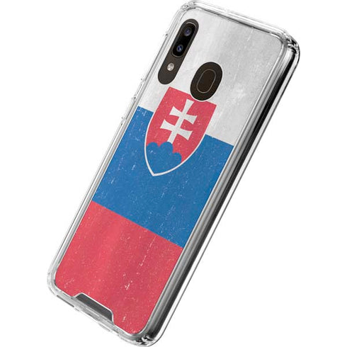 Slovakia Flag Distressed Galaxy A30 Clear Case